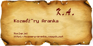 Kozmáry Aranka névjegykártya